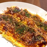 お好み焼き風。簡単！キャベツとミンチのクルクル巻き